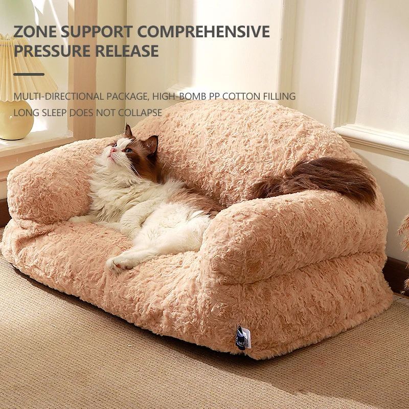 Plush Pet Sofa Bed - All-season, Non-slip Bottom