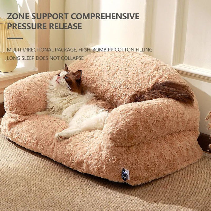Plush Pet Sofa Bed - All-season, Non-slip Bottom
