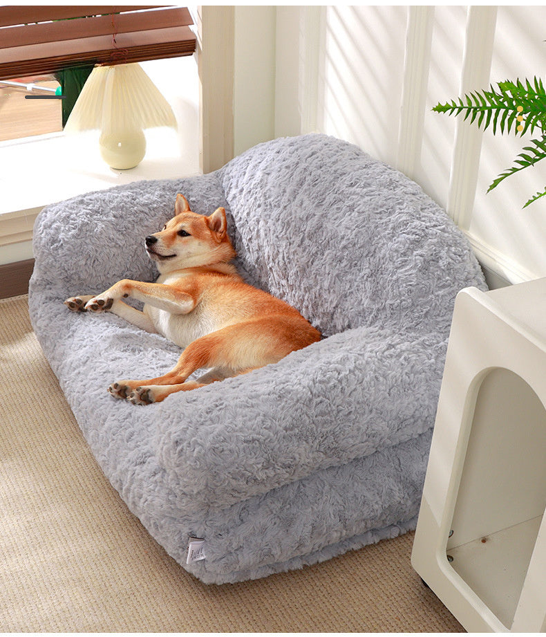 Plush Pet Sofa Bed - All-season, Non-slip Bottom