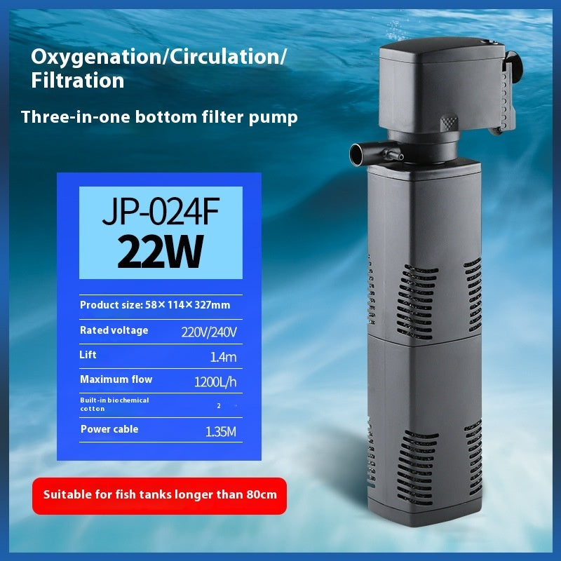 Fish Tank Aquarium Filter Three-in-one Built-in Filter