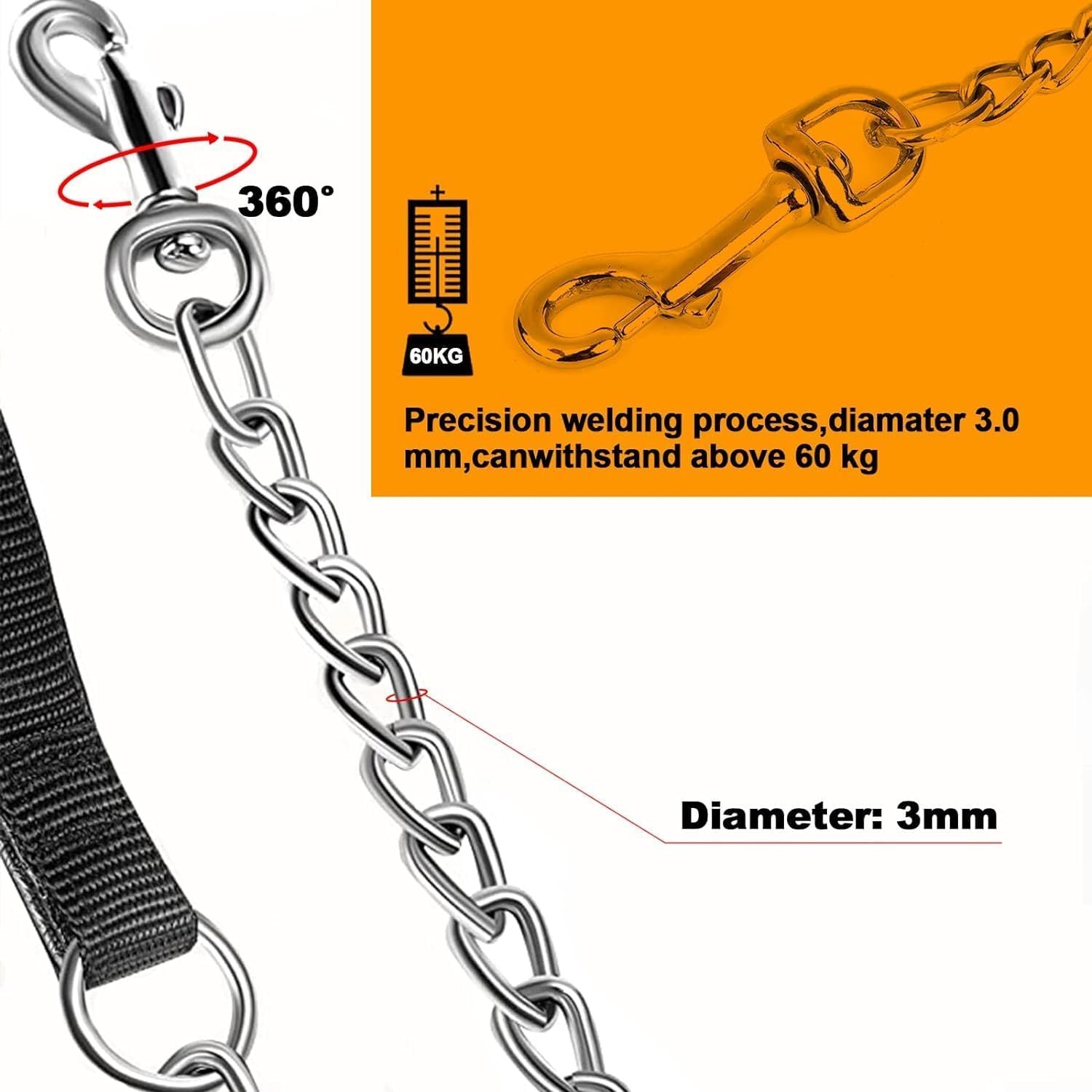 Heavy Duty Metal Dog Leash Chew Proof Pet