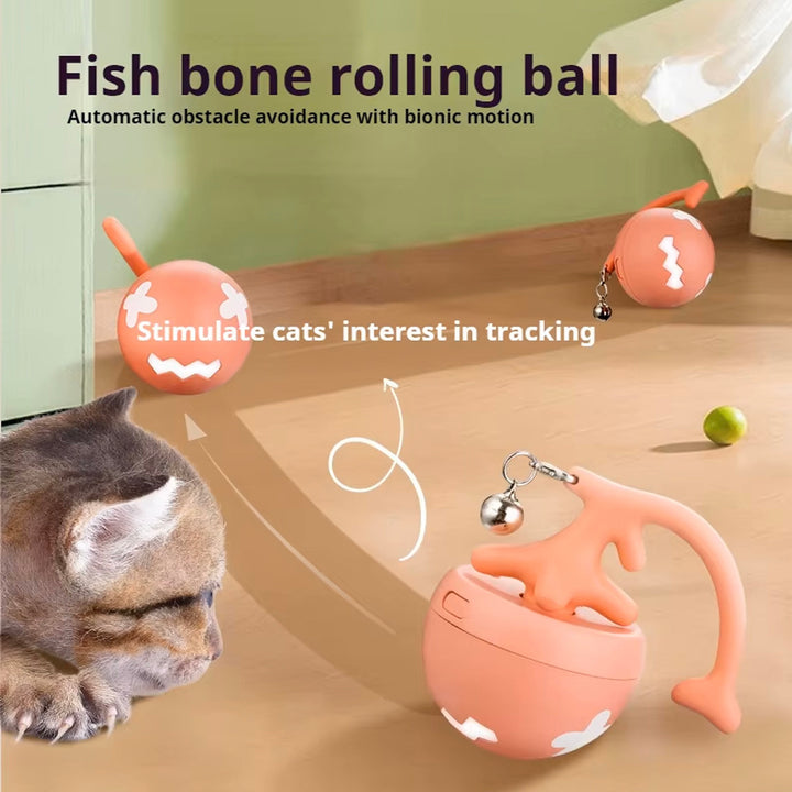 Pet Cat Toy Fish Bone Rolling Ball USB Electric
