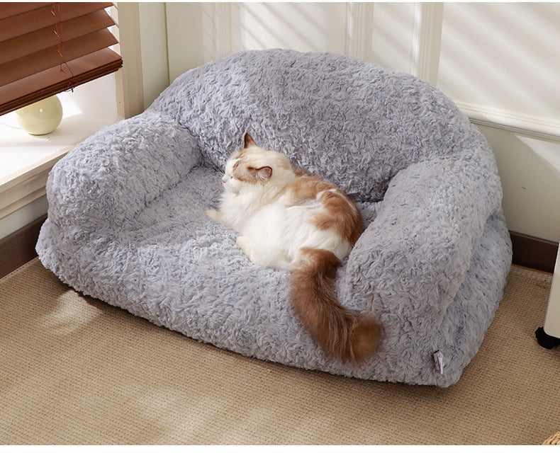 Plush Pet Sofa Bed - All-season, Non-slip Bottom