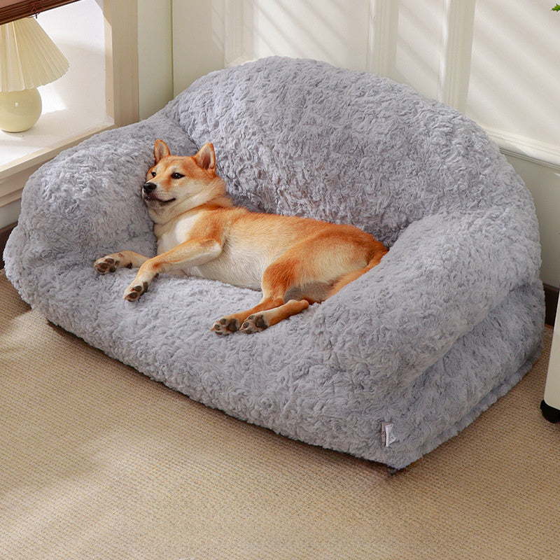 Plush Pet Sofa Bed - All-season, Non-slip Bottom