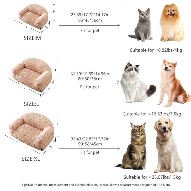 Plush Pet Sofa Bed - All-season, Non-slip Bottom