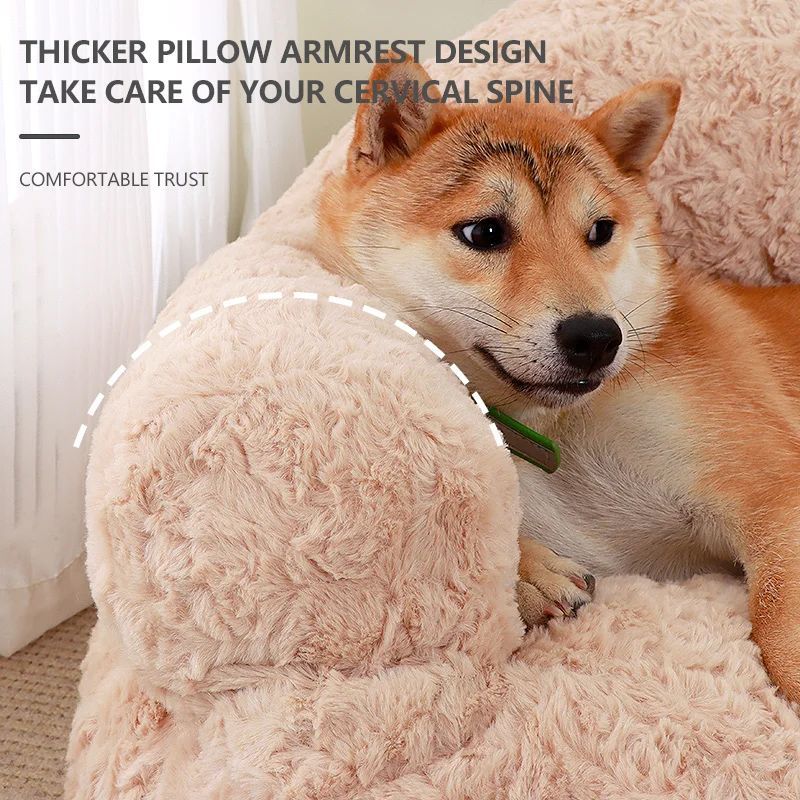Plush Pet Sofa Bed - All-season, Non-slip Bottom