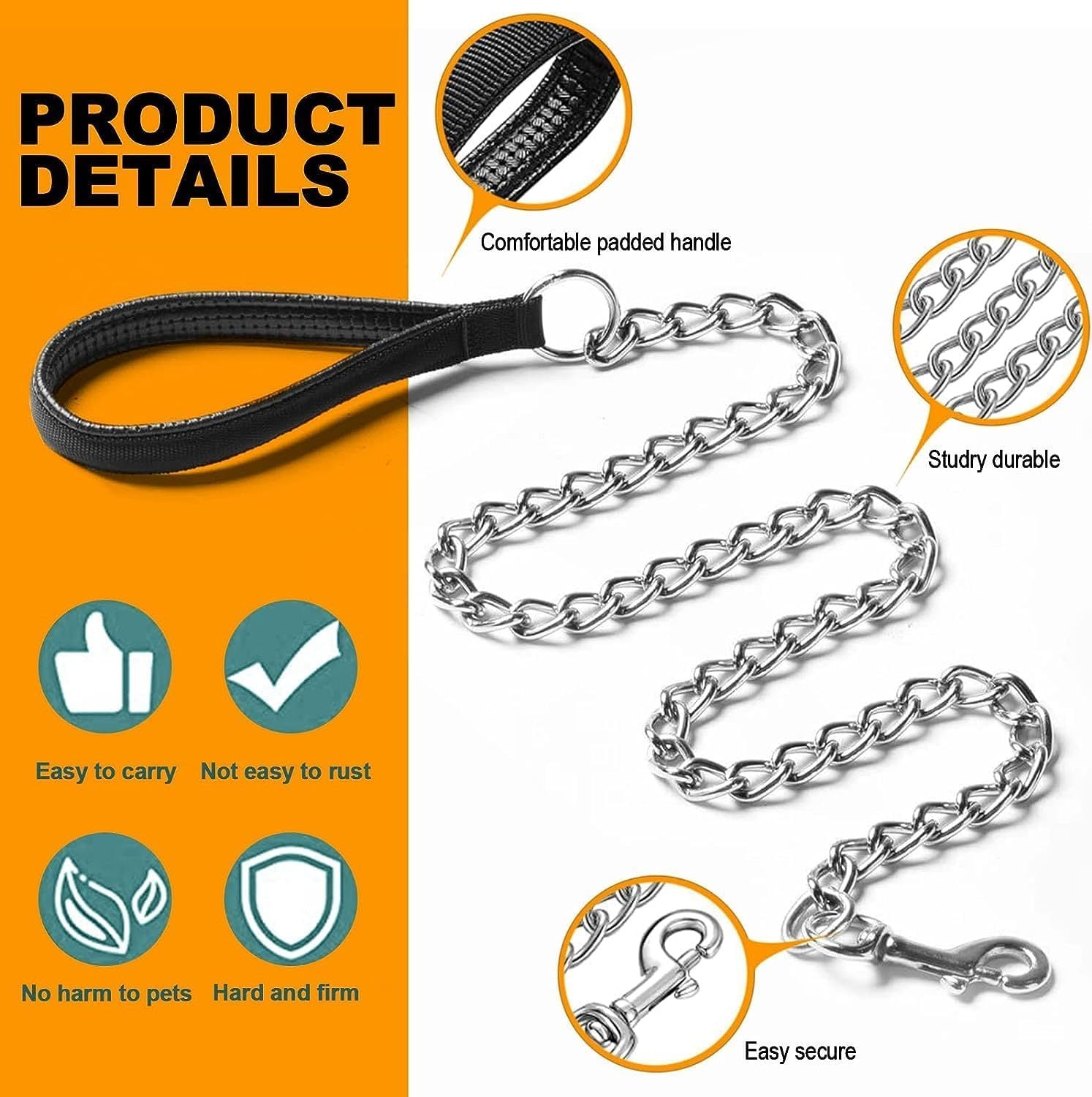 Heavy Duty Metal Dog Leash Chew Proof Pet